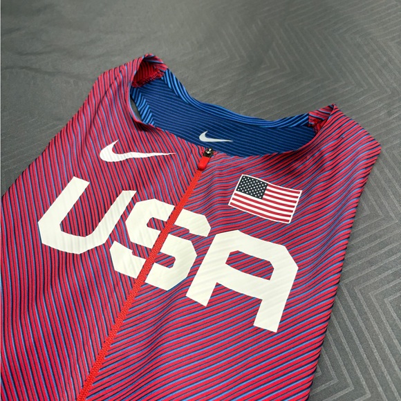 Nike | Other | Nike Red Blue Striped Womens Olympics Usa Track Singlet ...